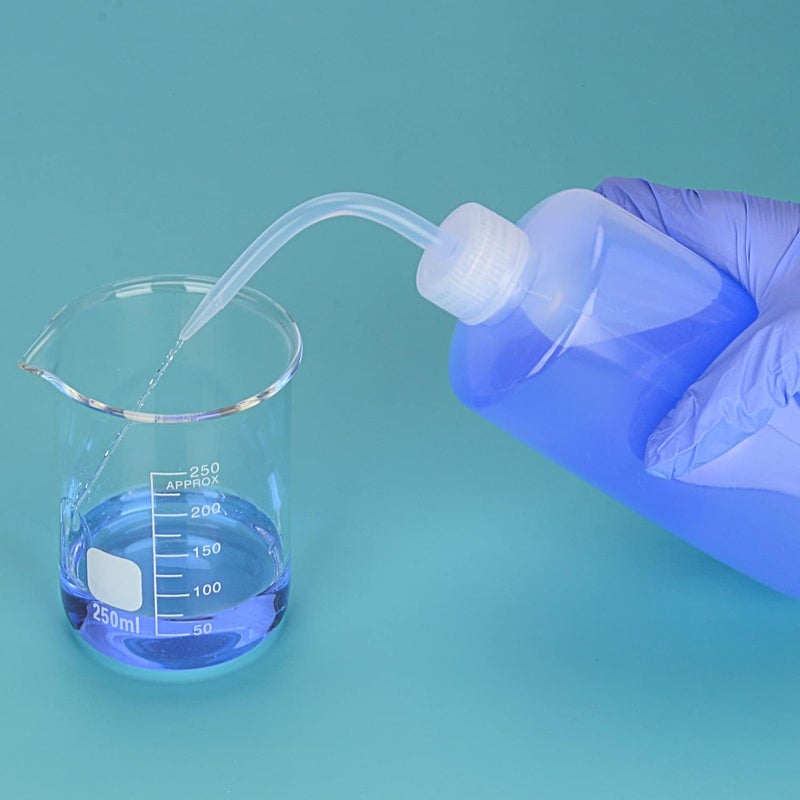 FunChem Chemical Wash Bottle, 2-Pack Plastic Lab Squeeze Washing Bottle with Clear Graduations, LDPE, Narrow Mouth (500 mL) - Image 3
